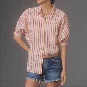 anthropologie Pilcro Painter Buttondown
Shirt Striped Pink and White Women's Top